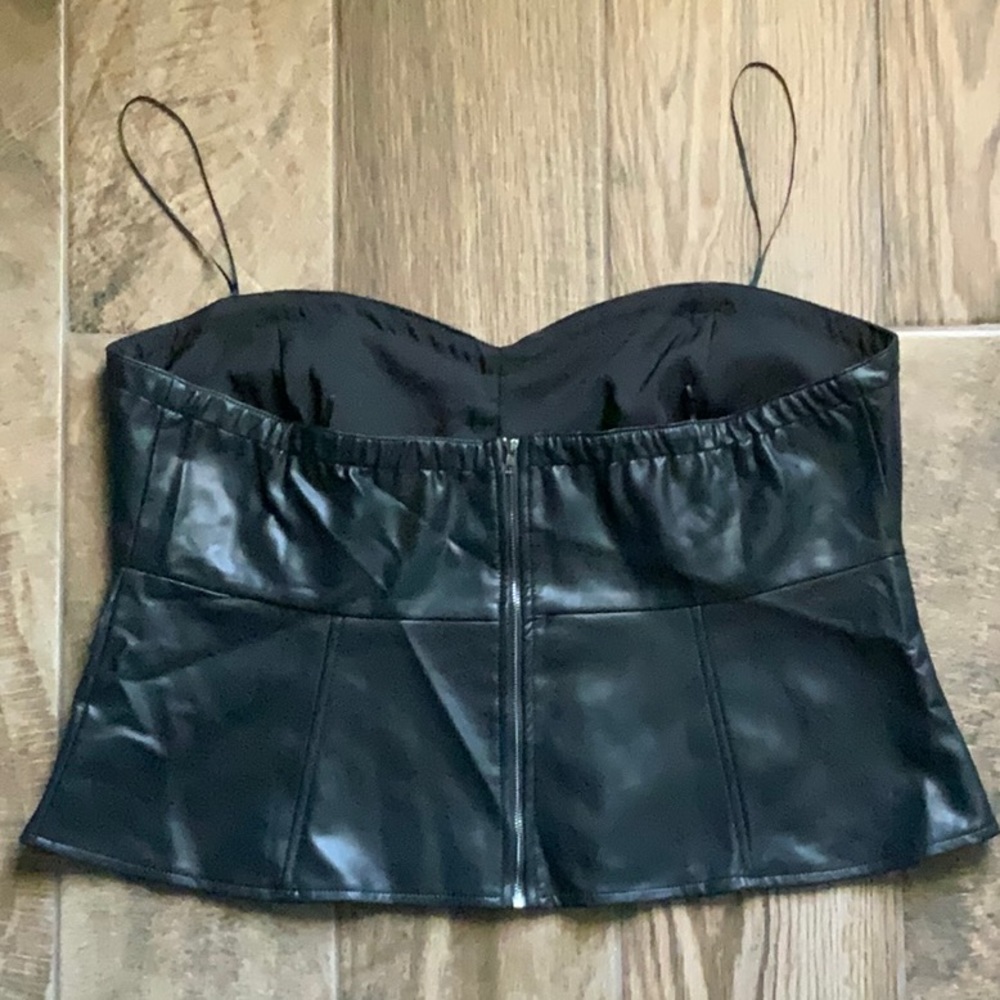 Anthropologie Black Faux Leather Corset - Picture 2 of 9